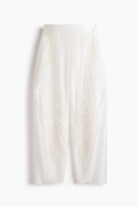 Appliquéd barrel trousers