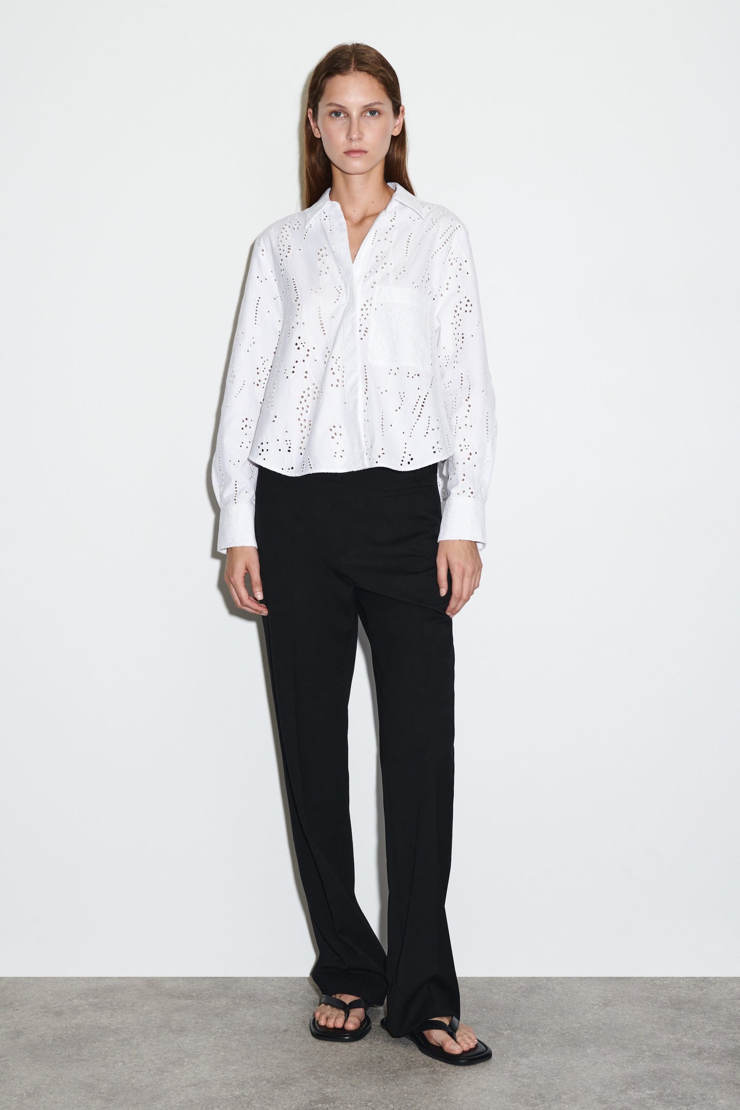 Cropped Broderie Anglaise Shirt