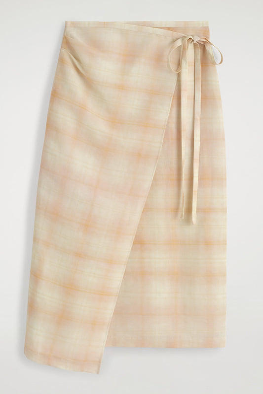 Checked Midi Wrap Skirt