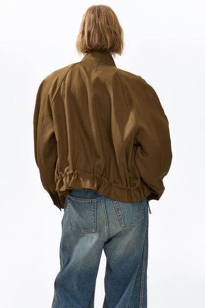 Oversized linen-blend jacket