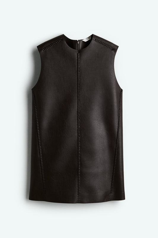 Braided-detail coated dress