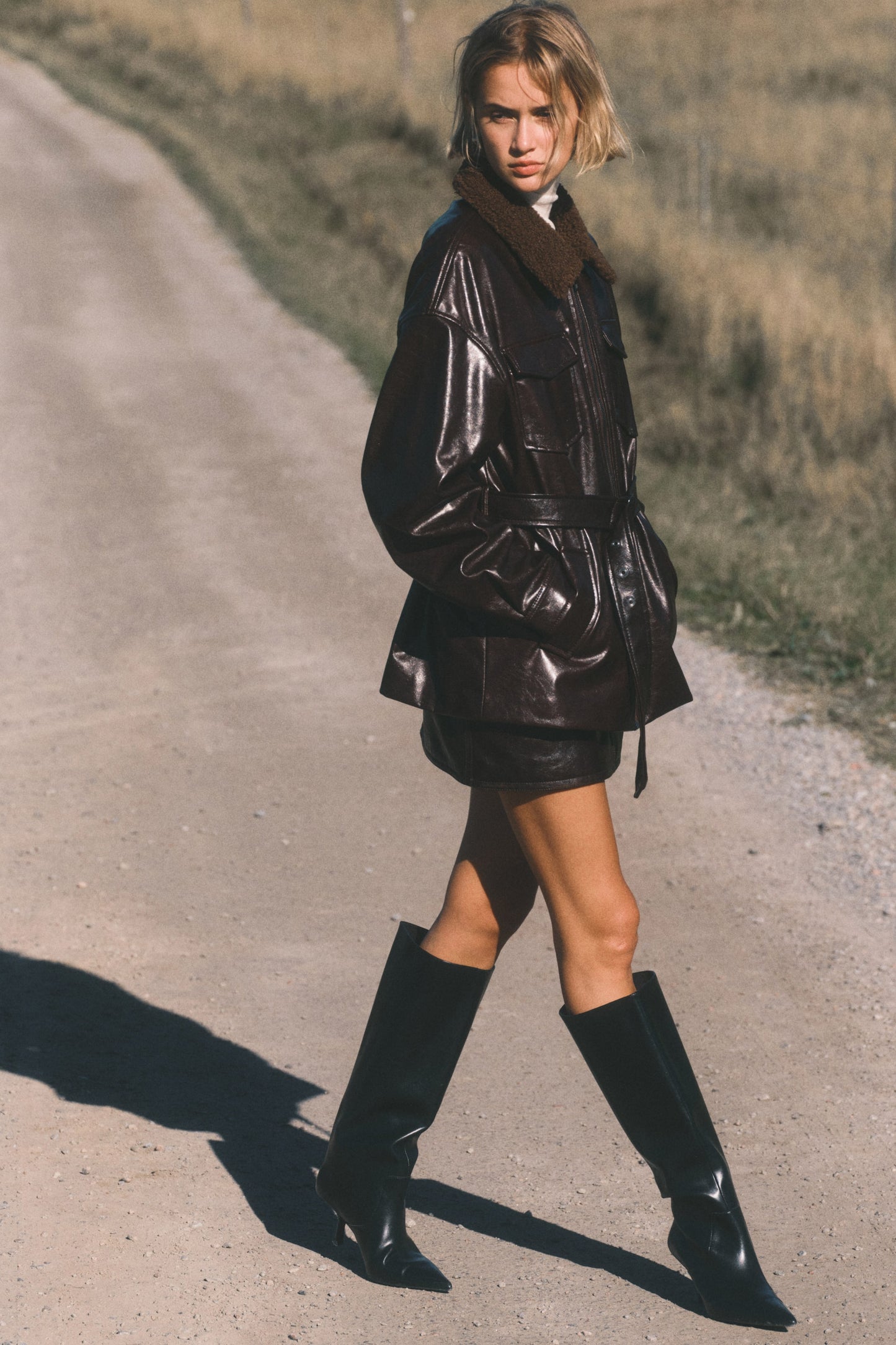 Coated belted jacket