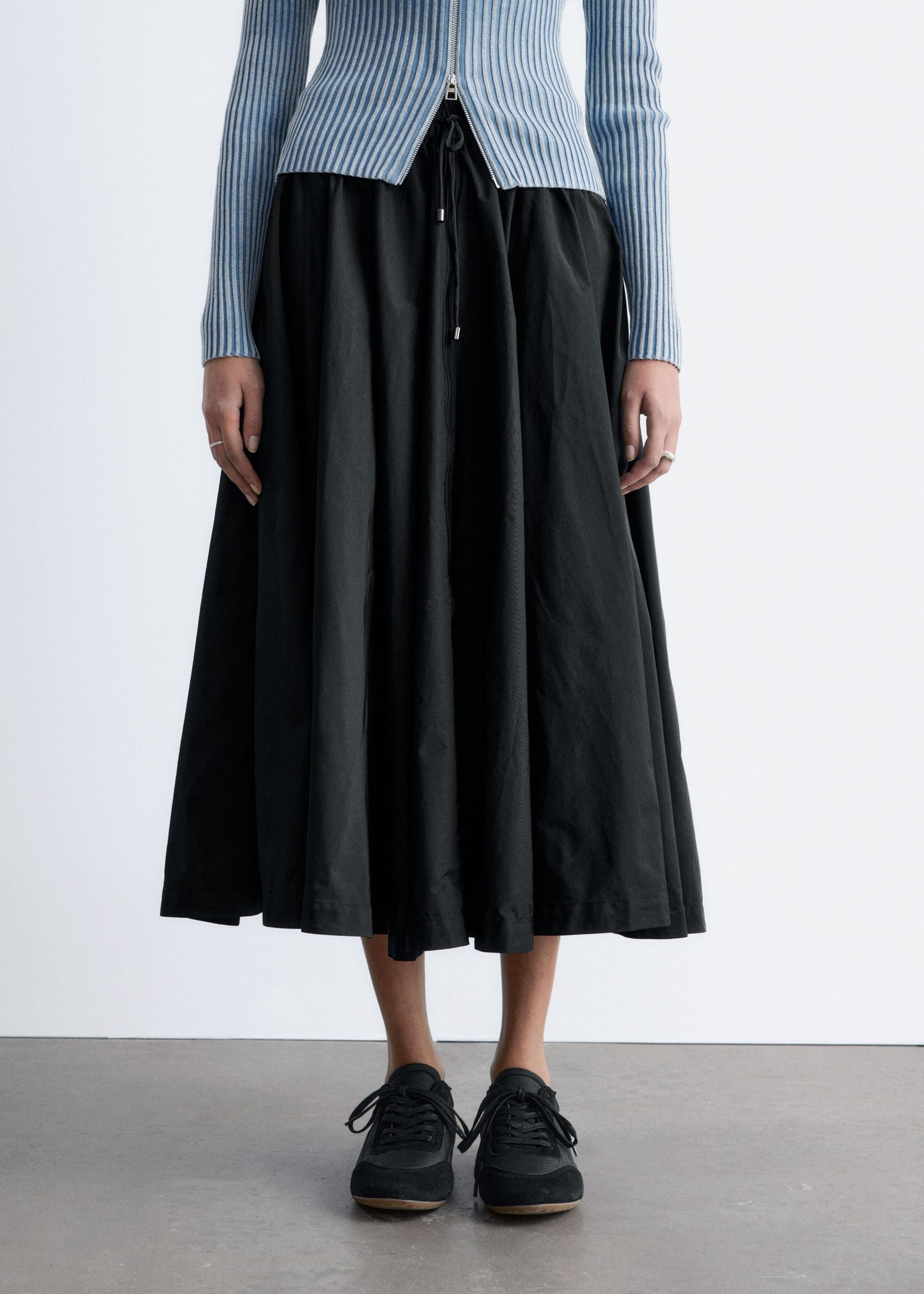 Voluminous Drawstring Midi Skirt