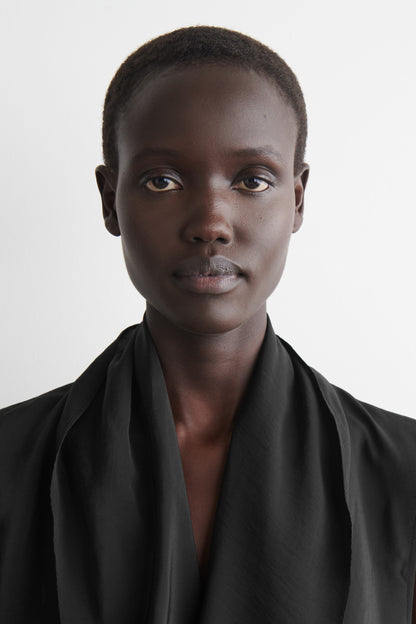 Ruffled draped midi dress