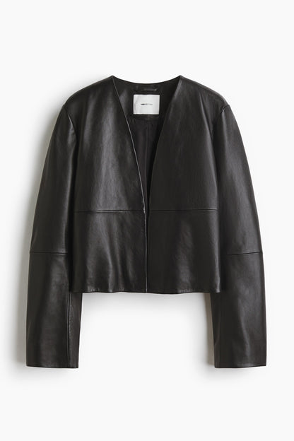 Short leather jacket