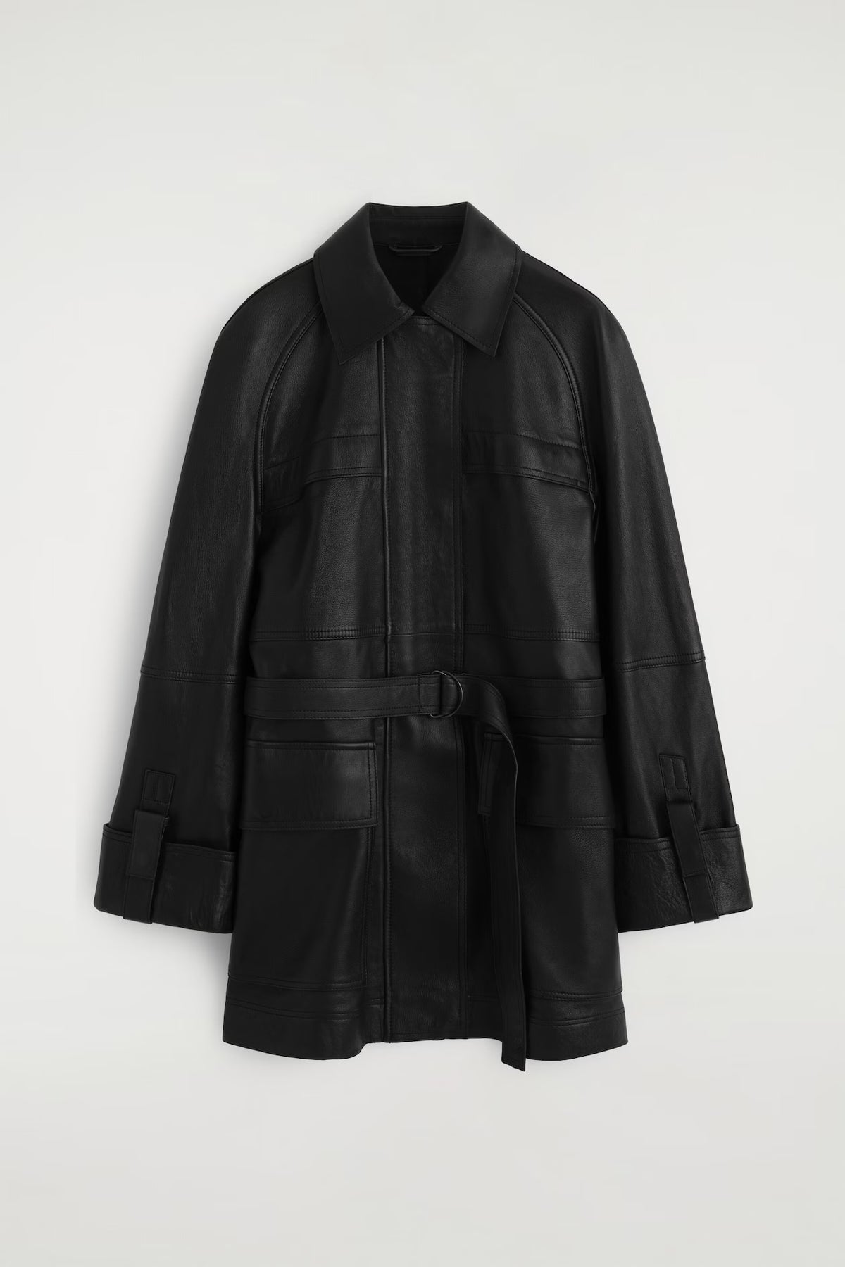 Belted Leather Workwear Jacket