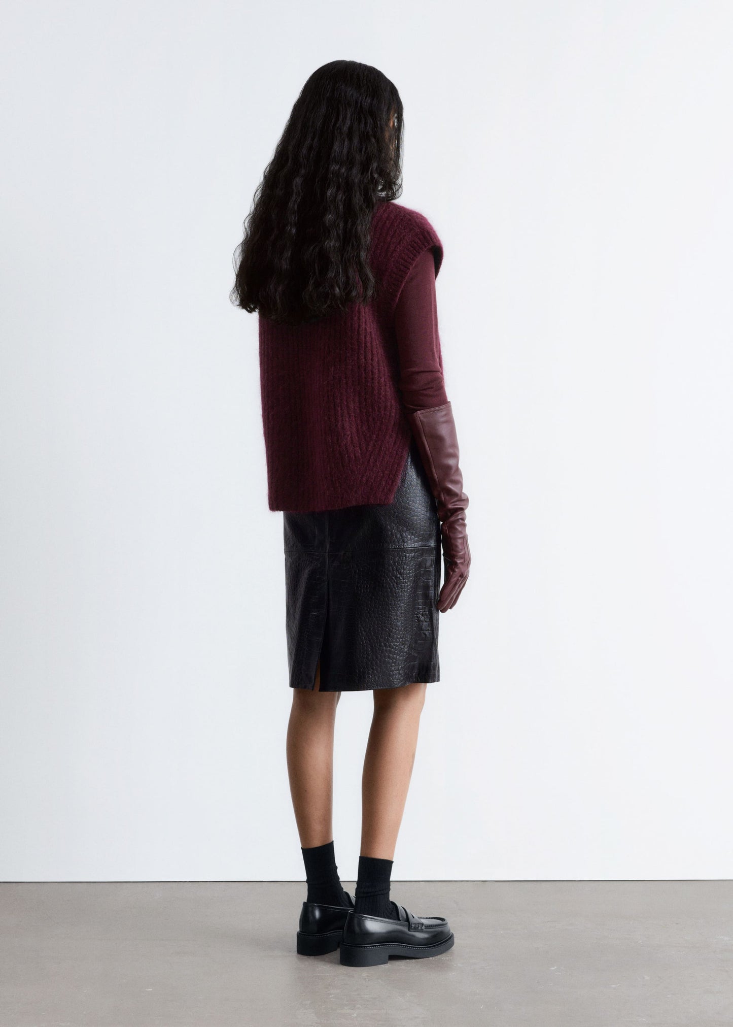 Knitted Mohair-Blend V-Neck Vest