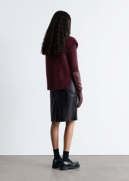 Knitted Mohair-Blend V-Neck Vest
