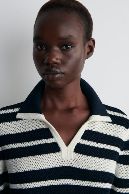 Open-Knit Polo Shirt