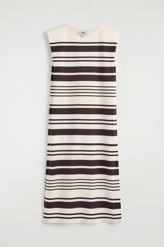 Folded-Shoulder Cotton-Jersey Midi Dress