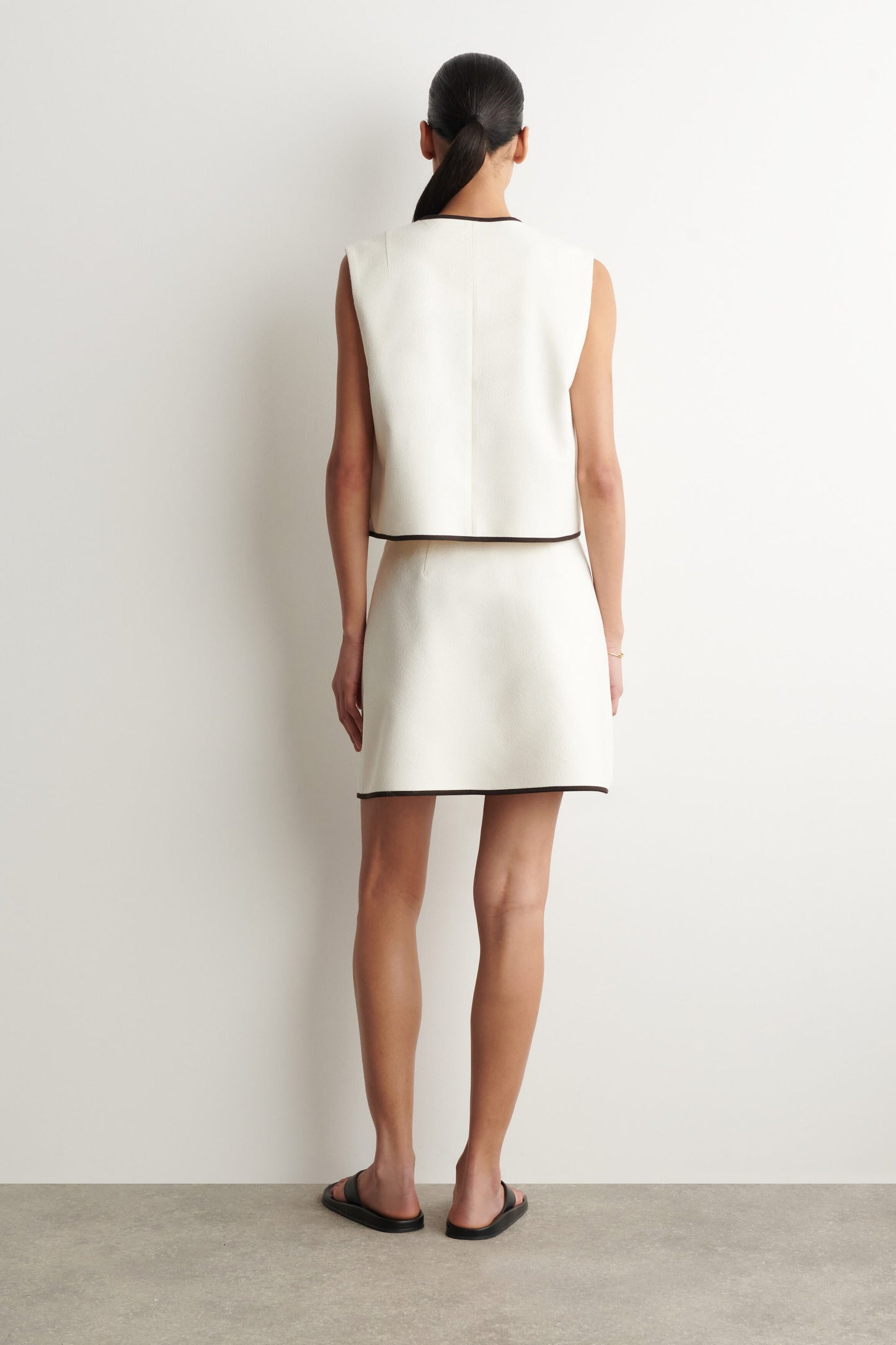 Contrast-Trimmed Mini Wrap Skirt