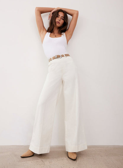 Cream Wide Leg Jeans