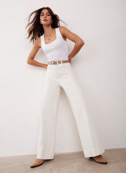 Cream Wide Leg Jeans