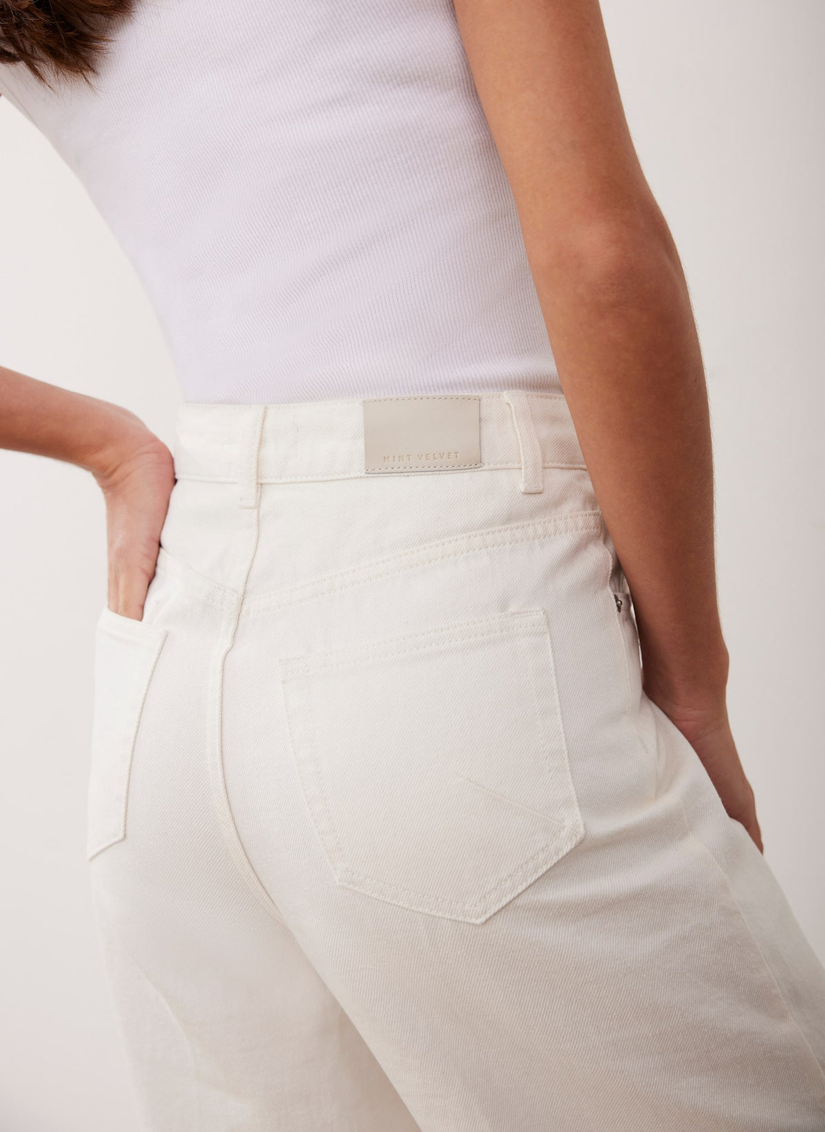 Cream Wide Leg Jeans