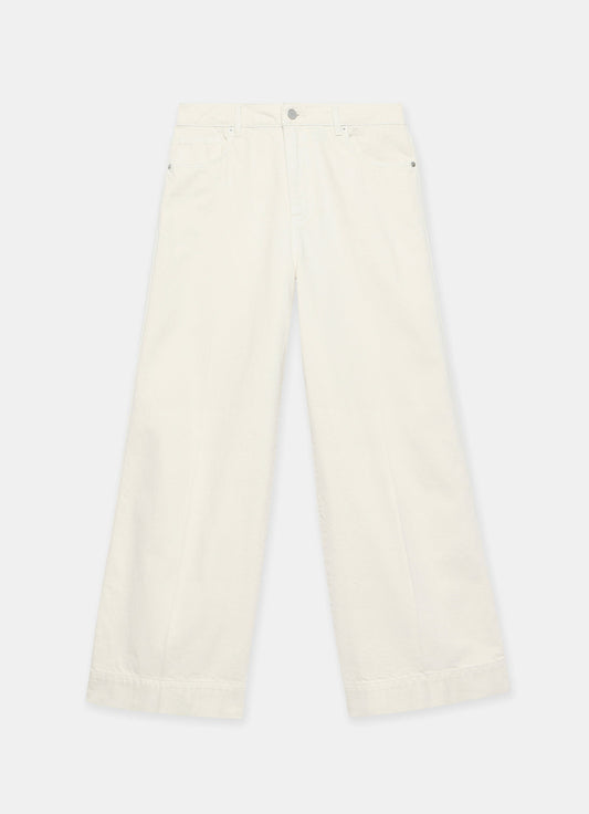 Cream Wide Leg Jeans