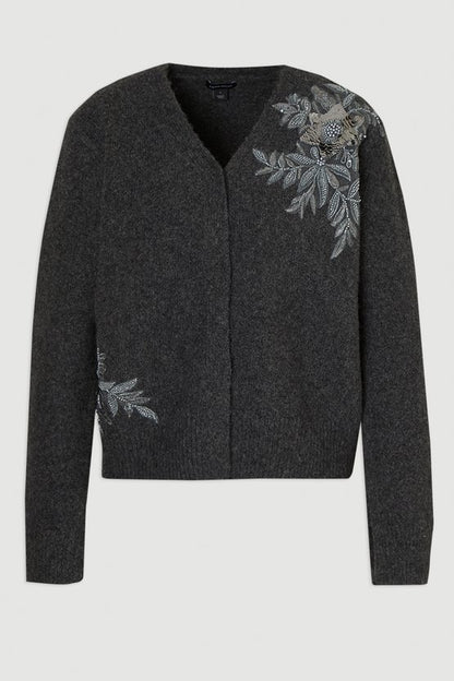 Archive Floral Embellished Cosy Wool Blend Cardigan