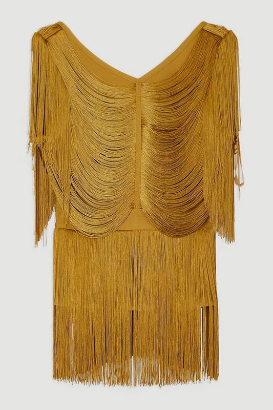 Draped Fringe Knitted Top
