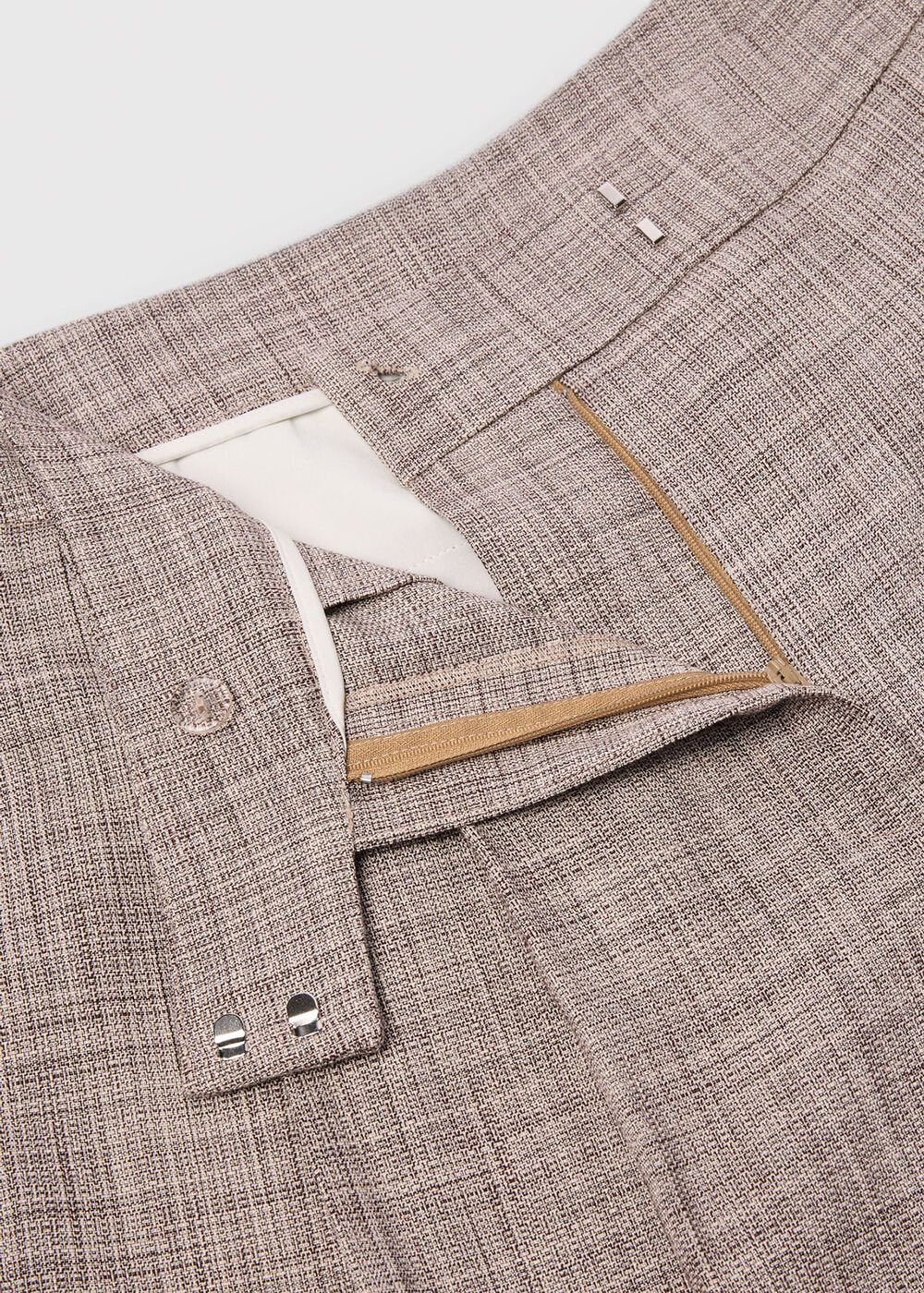 Grey/Multi Check Pleat Wide Leg Trousers