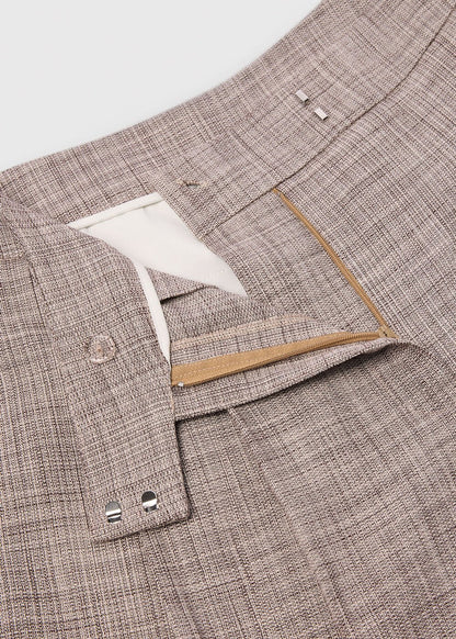 Grey/Multi Check Pleat Wide Leg Trousers