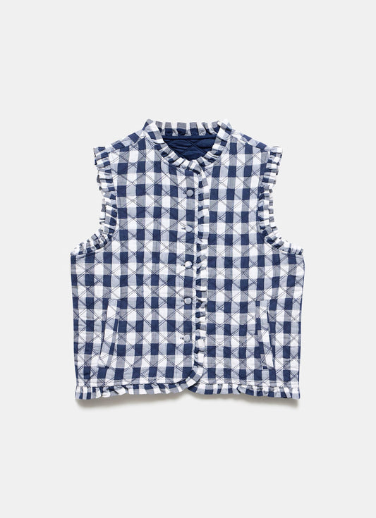 Blue Gingham Quilted Gilet
