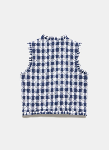 Blue Gingham Quilted Gilet