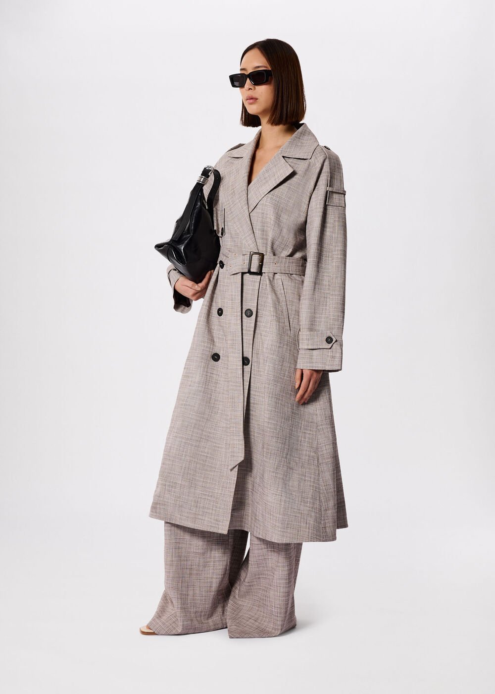 Grey/Multi Checked Trench Coat