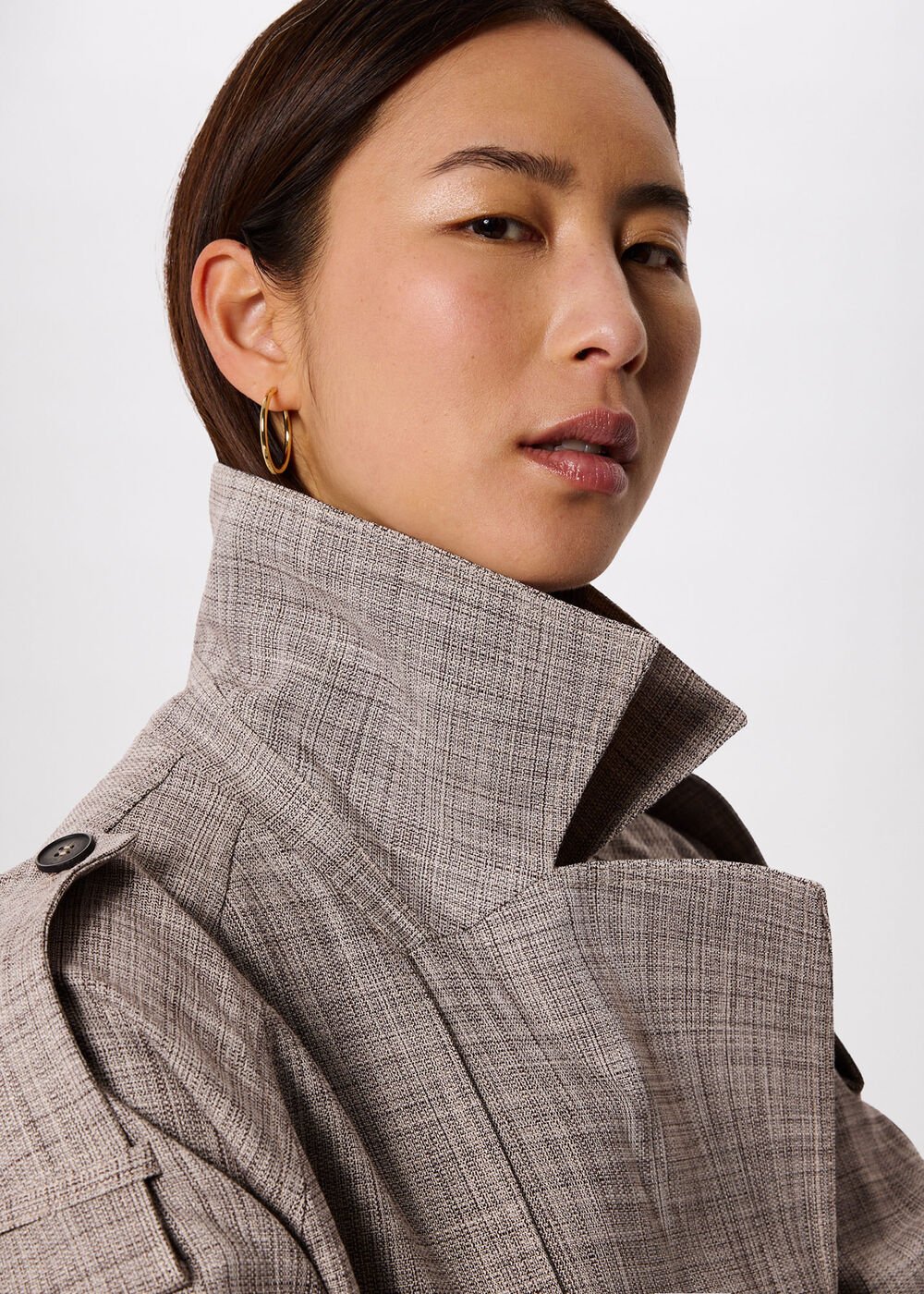 Grey/Multi Checked Trench Coat