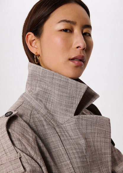 Grey/Multi Checked Trench Coat