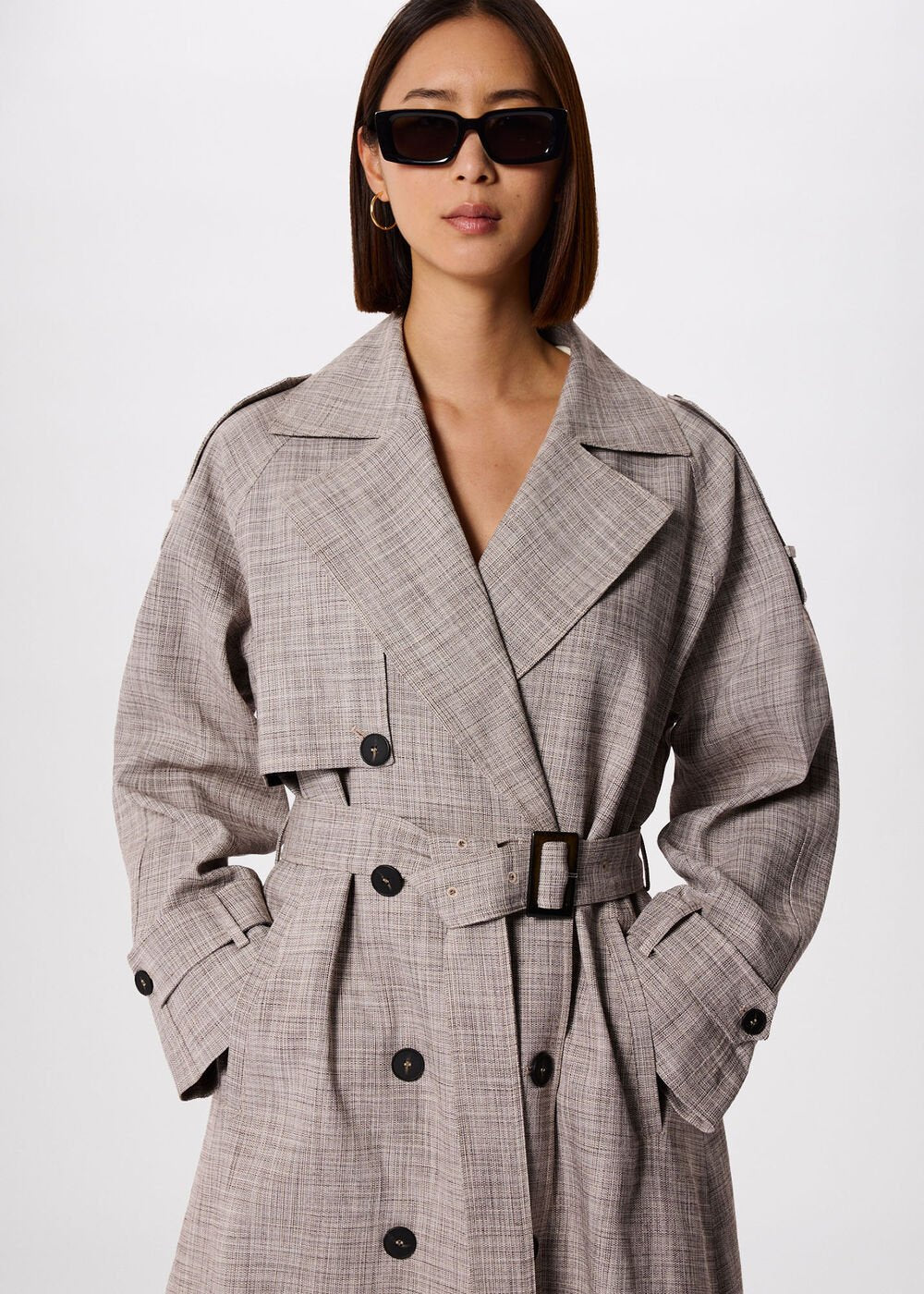 Grey/Multi Checked Trench Coat