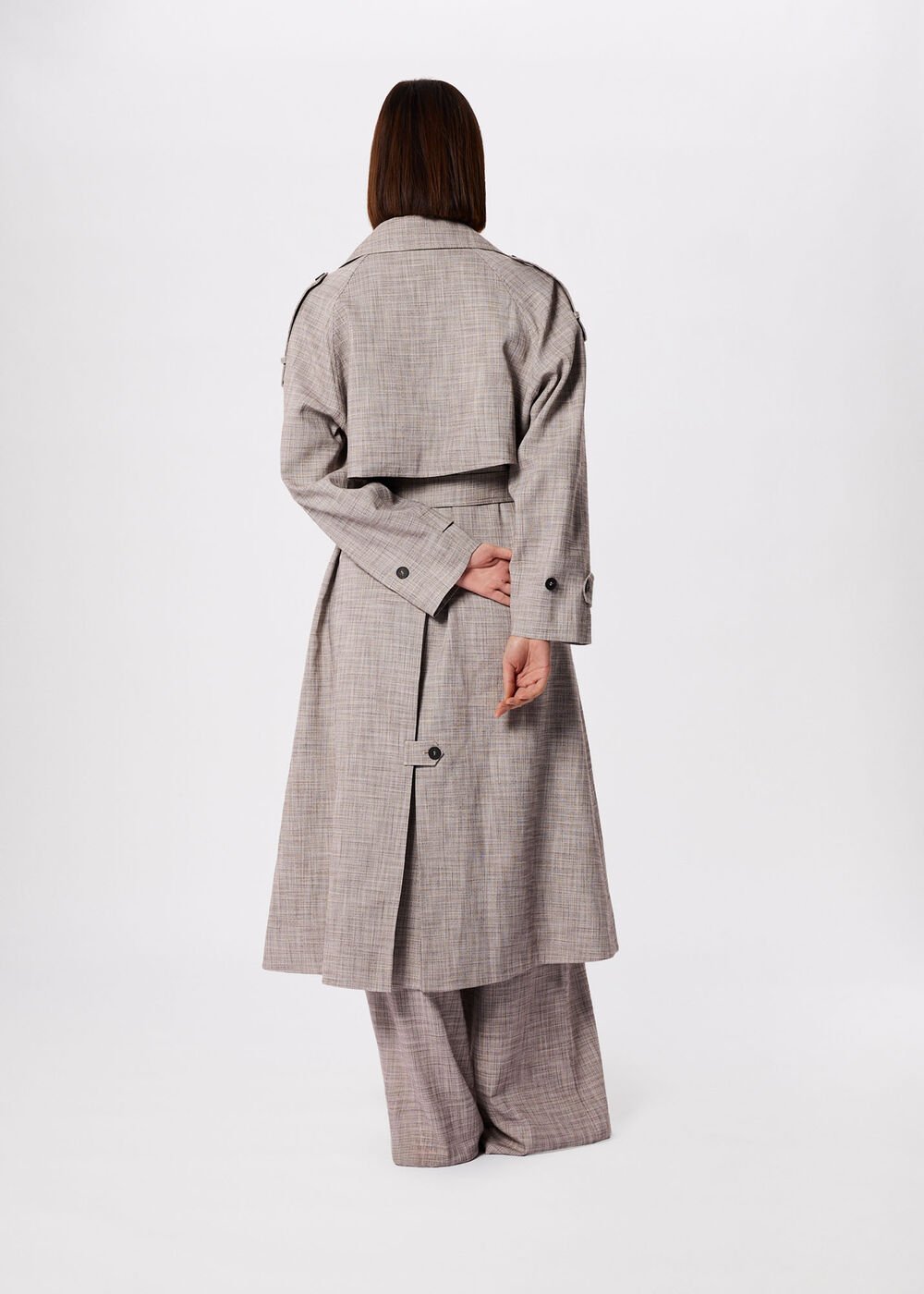 Grey/Multi Checked Trench Coat