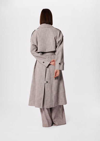 Grey/Multi Checked Trench Coat