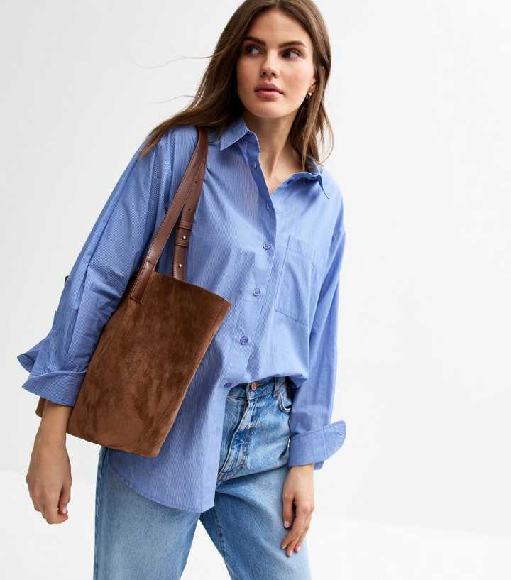 Chestnut Faux Suede Large Tote Bag