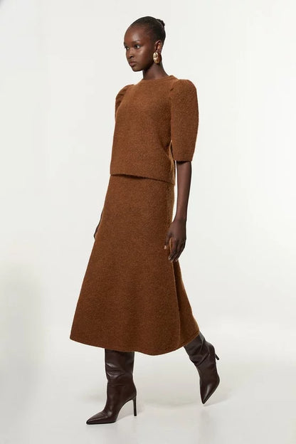 Alpaca Wool Fluffy Knit Skirt