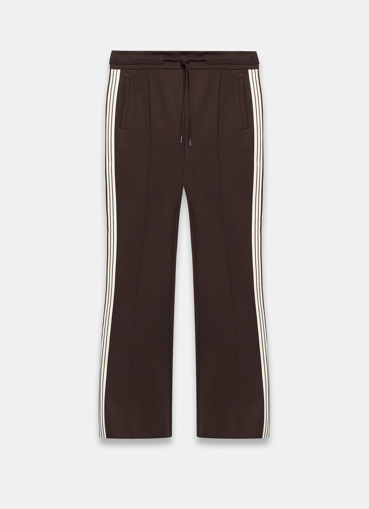 Brown Side Stripe Flared Trousers