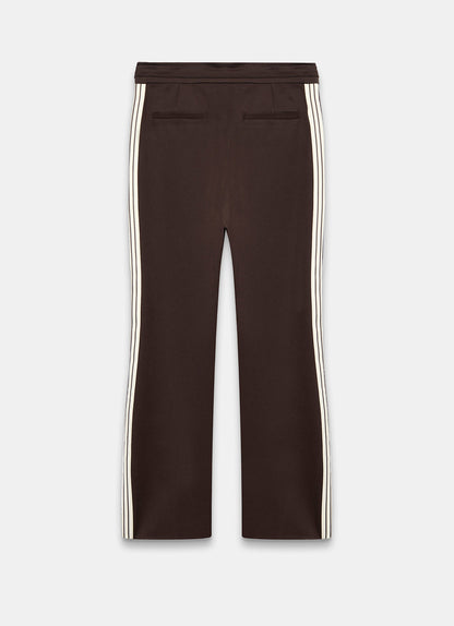 Brown Side Stripe Flared Trousers