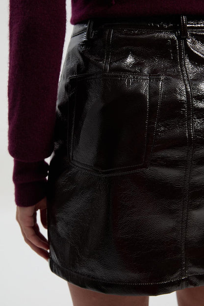 High Shine Faux Leather Mini Skirt