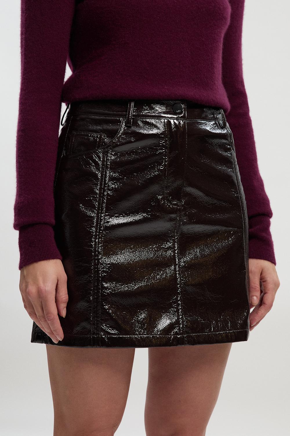 High Shine Faux Leather Mini Skirt