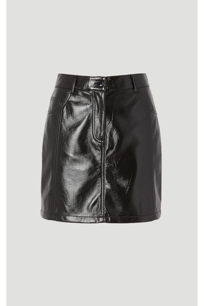 High Shine Faux Leather Mini Skirt