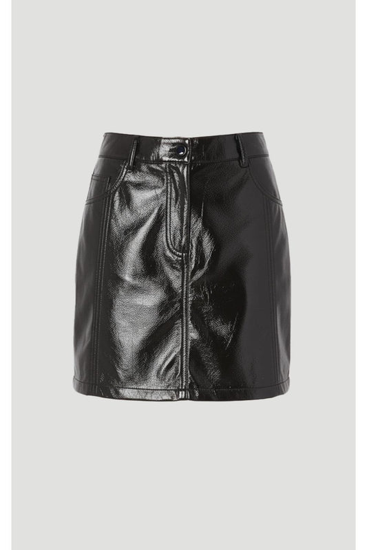 High Shine Faux Leather Mini Skirt