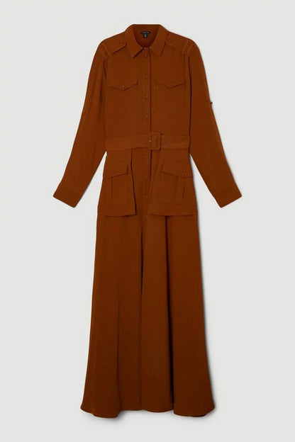 Lydia Millen Soft Tailored Belted Maxi Shirt Dress