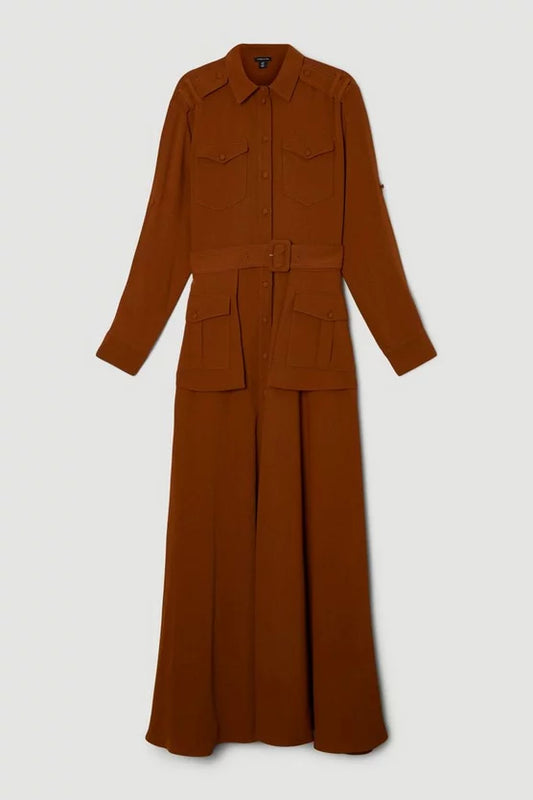 Lydia Millen Soft Tailored Belted Maxi Shirt Dress