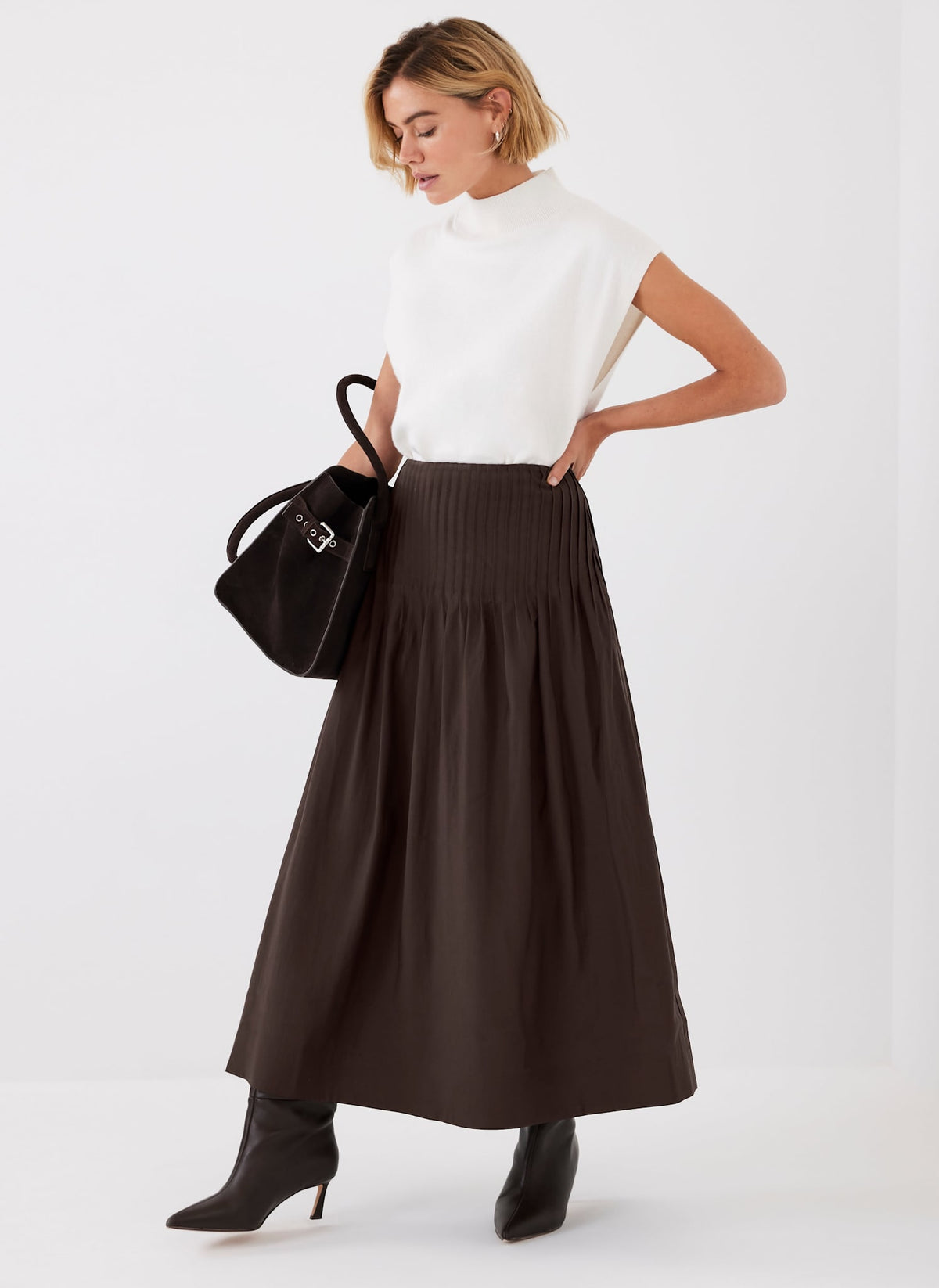 Brown Full Maxi Skirt