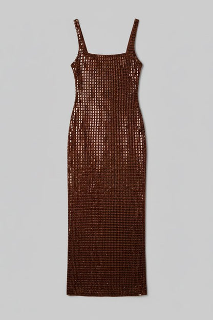 Premium Crystal Embellished Jersey Midi Dress