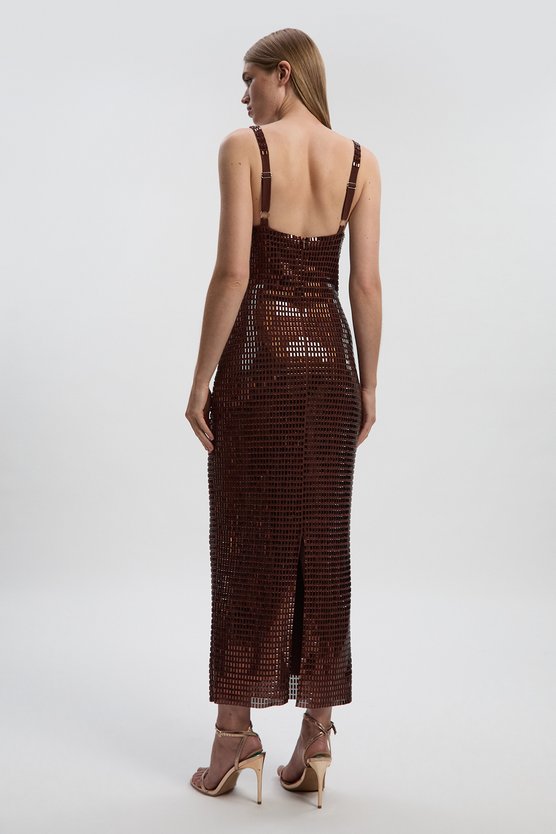 Premium Crystal Embellished Jersey Midi Dress