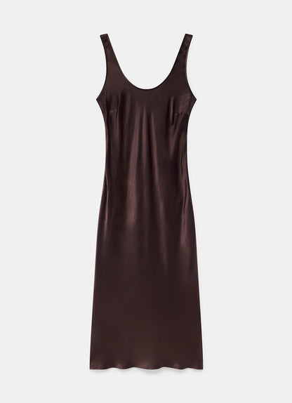 Brown Satin Slip Dress
