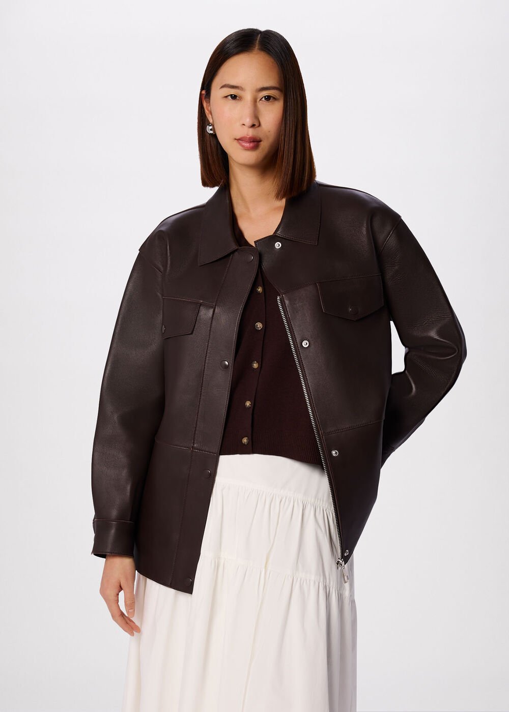 Brown Clean Bonded Leather Jacket