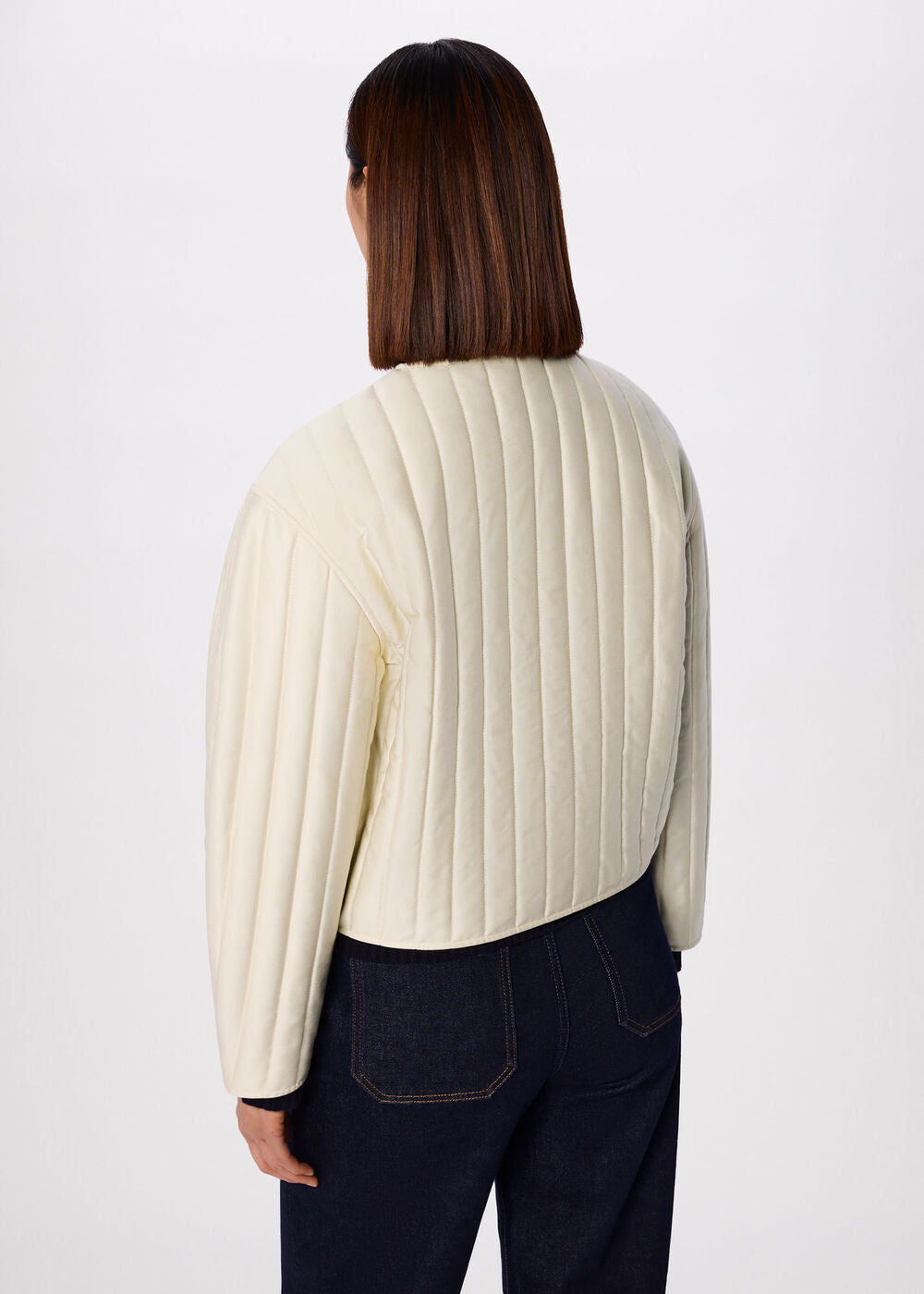 Ivory Cone Sleeve Quilted Jacket