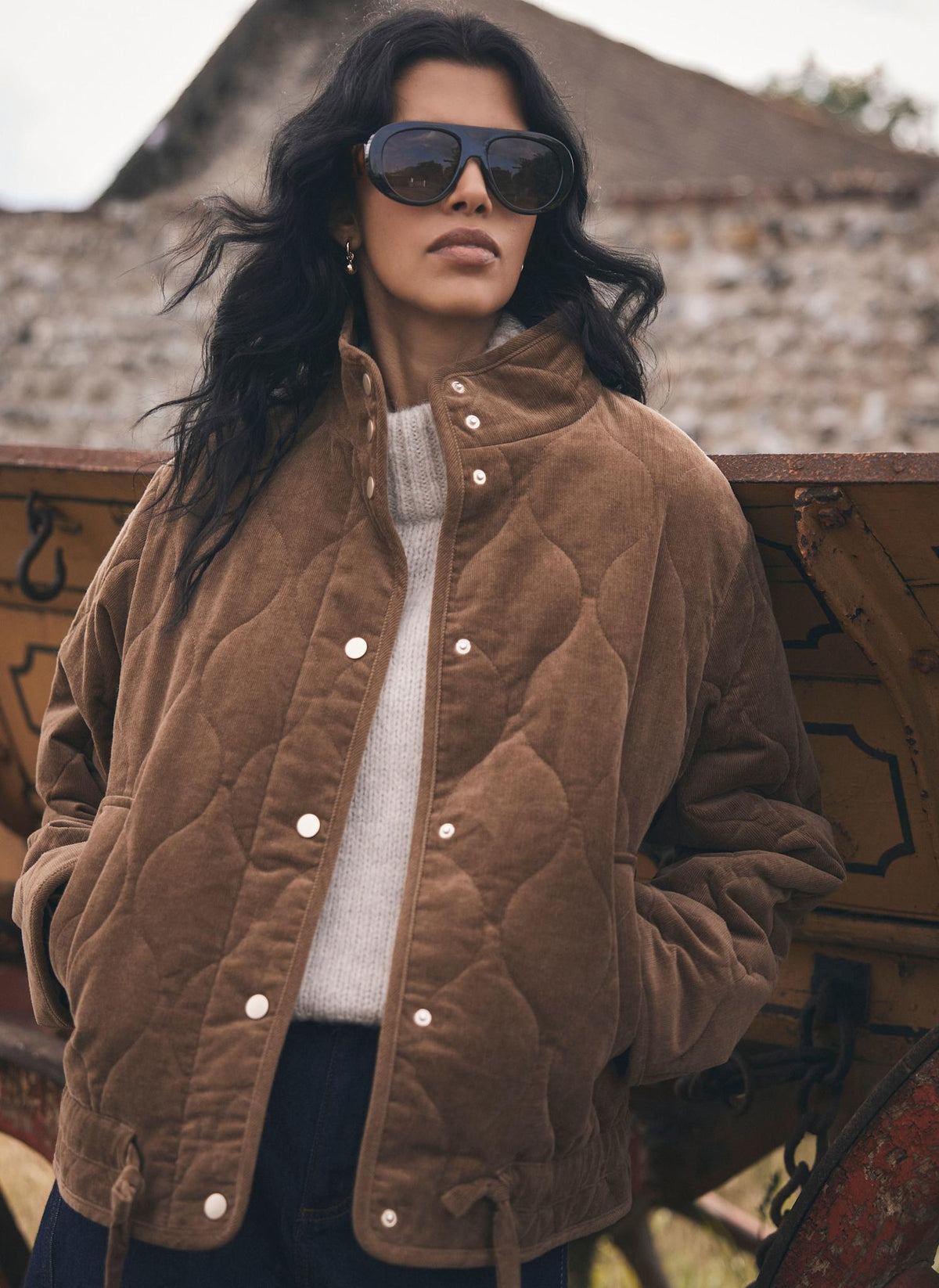Brown Cord Quilted Jacket