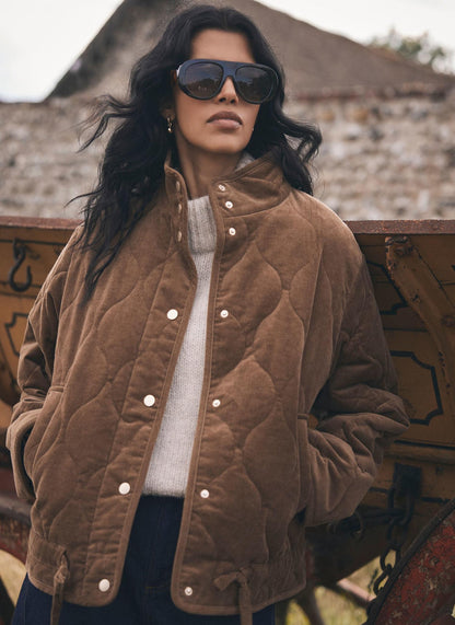 Brown Cord Quilted Jacket