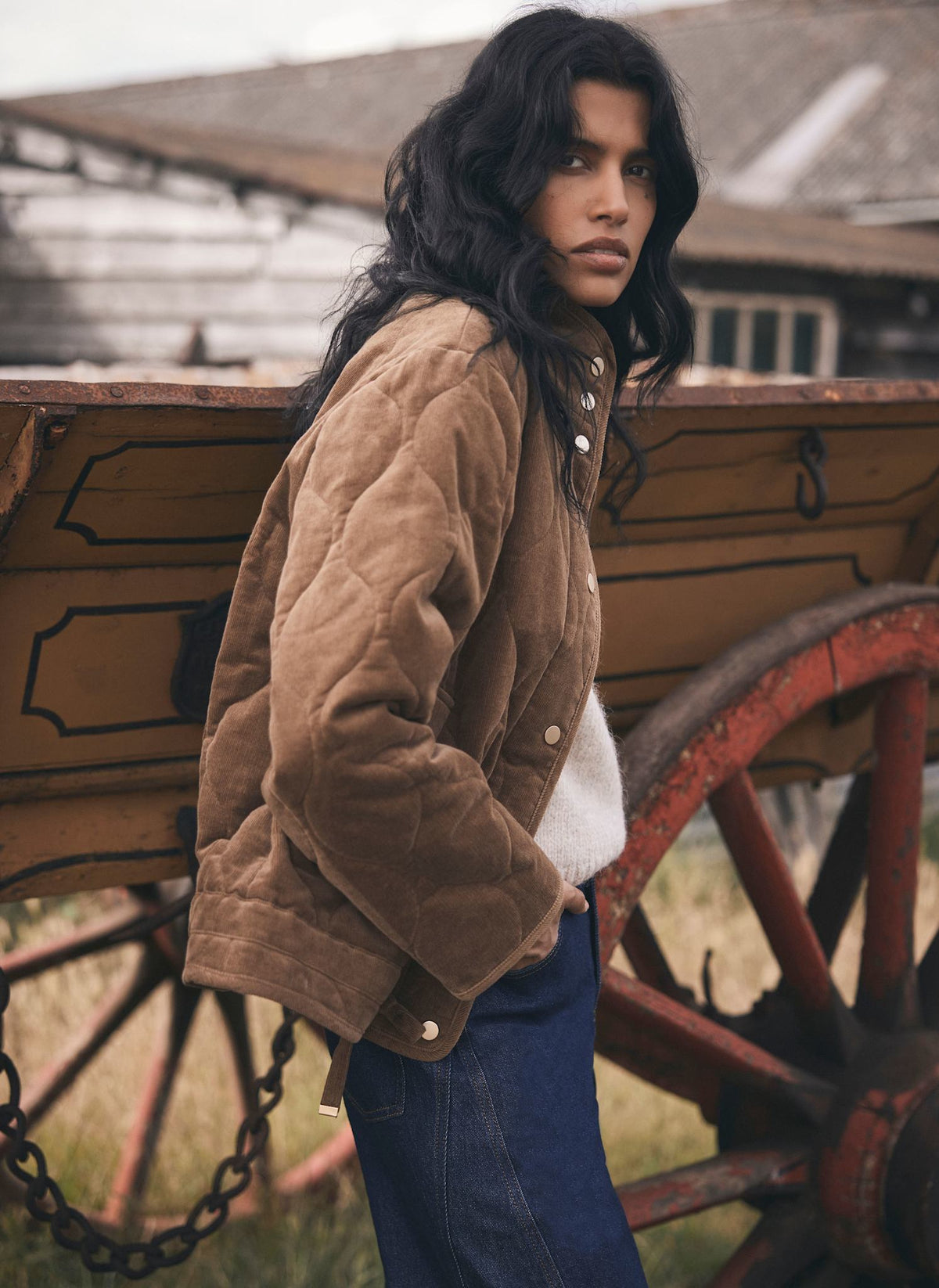 Brown Cord Quilted Jacket